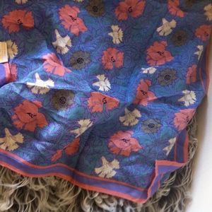 Elaine Gold Silky Scarf Periwinkle Blue & Pink